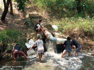 Diduga Saluran Pembuang Limbah Yang Cemari Air kali, Di tutup Warga