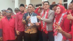 Ribuan Warga Antar Sumardi Daftar Pilkades Karangmukti Untuk Melanjutkan 2 Periode